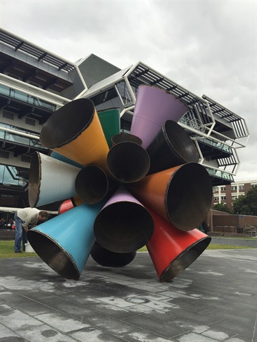 A large abstract sculpture. 