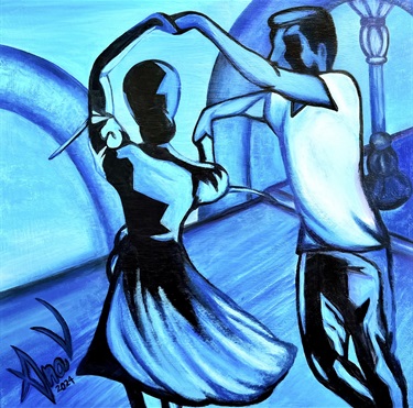 A painting of people dancing.