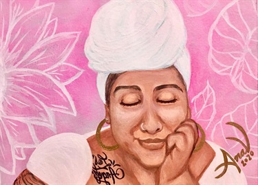 A painting of a woman.