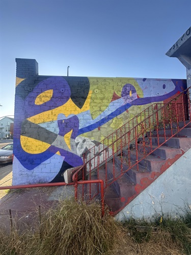 A mural painted on the wall. 
