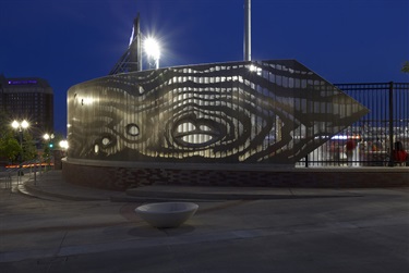 A metal sculpture. 