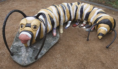 Sculpture of a caterpillar. 