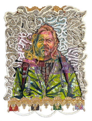 A colorful painting of a person. 