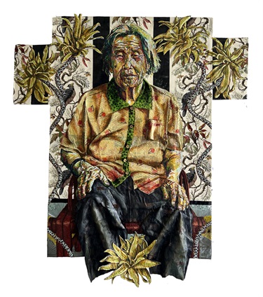 A colorful painting of a person. 