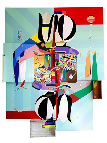 A colorful abstract painting. 