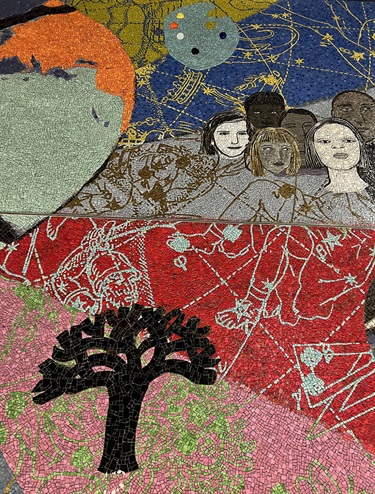 Detail of a tile mosaic. 