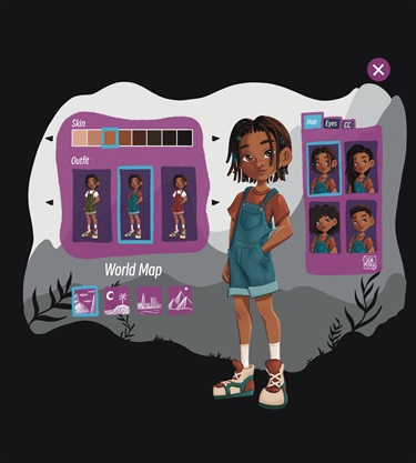 An illustration of a child with a black background. 