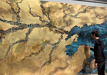 An abstract art installation.