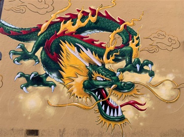 A mural of a dragon. 