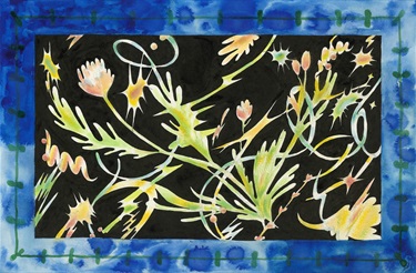 A colorful painting of plants. 