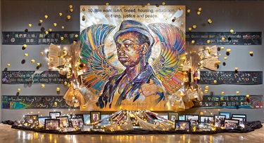 A painting of a portrait. 