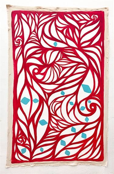 A red abstract painting.