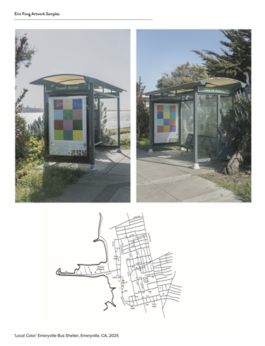 Artwork on a bus shelter.