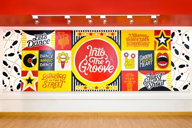 An art installation on a wall. 