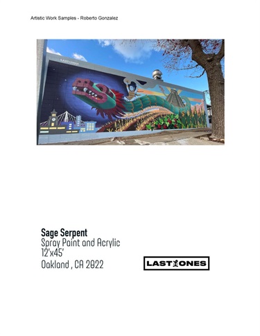 A large mural on the wall of a building. 