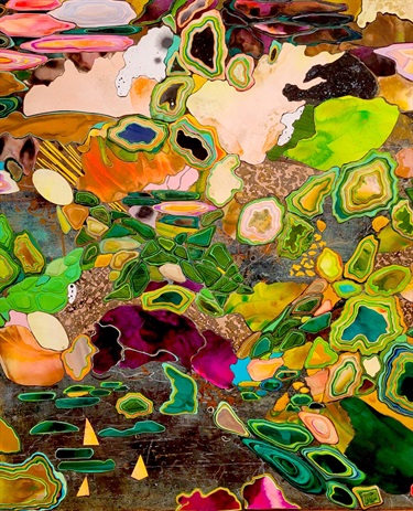 A piece of colorful abstract artwork. 