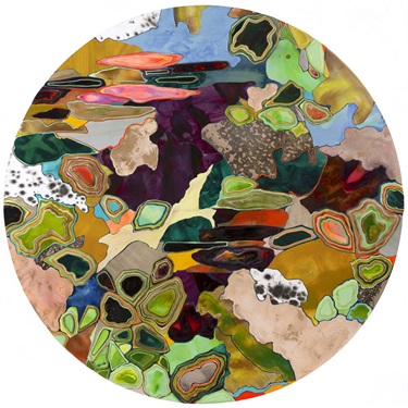 A piece of colorful abstract artwork. 