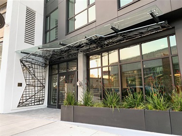 The entrance of a building. 