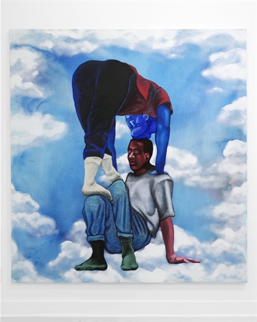 A painting of two people. 