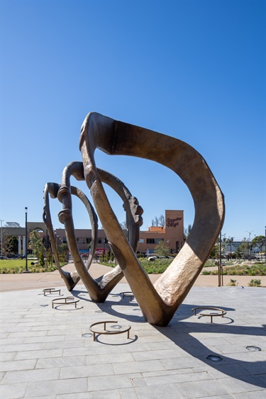 Sculptures in a park. 