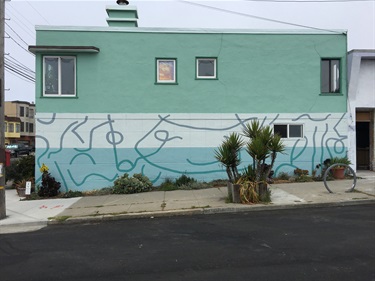 A mural painted on the side of a building. 