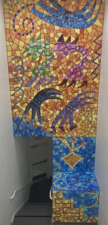 An installed tile mosaic. 