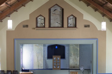 An art installation inside a synogague.