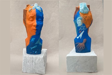 An abstract sculpture. 