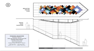 The rendering of a sculpture. 