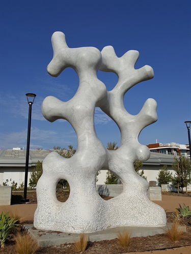 An abstract sculpture. 