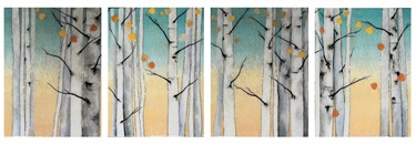 A series of paintings depicting trees. 