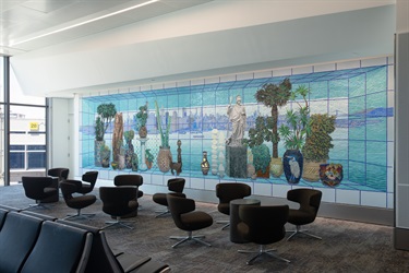 A mural painted on the side of a building. 