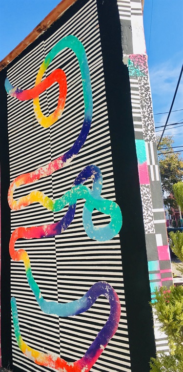 A mural painted on a wall. 