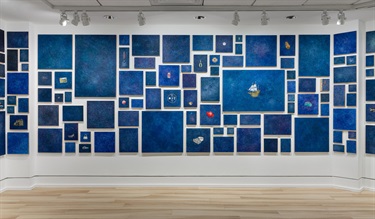 A blue art installation.