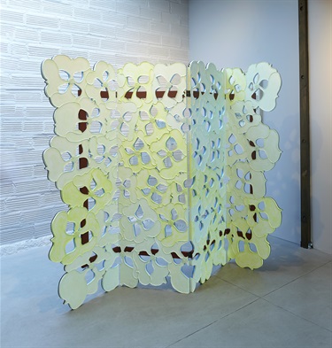 A mixed media art installation. 