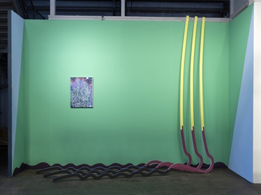 A mixed media art installation. 