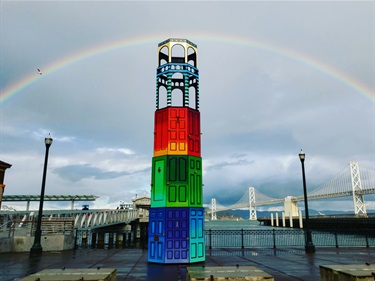 An abstract outdoor sculpture.