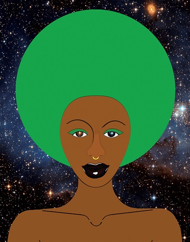 A portrait of a person with a starry sky.