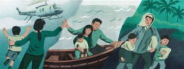 An illustration of people travelling. 