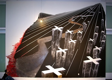 An abstract art installation.