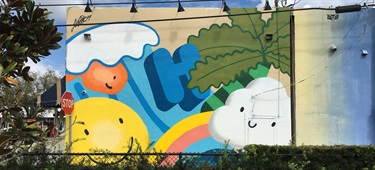 A mural painted on the side of a building. 
