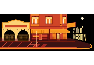 A digital illustration of a building. 