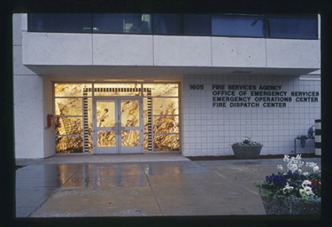 The exterior of a building. 