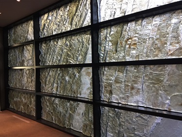 A large glass window.