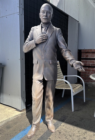 A sculpture of a person. 