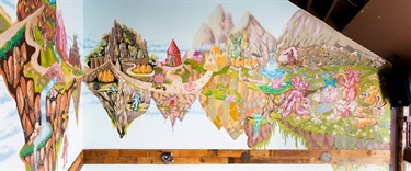 A mural painted on a wall. 