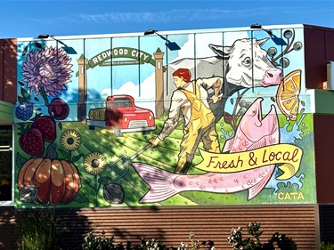 A mural painted on the wall of a building. 