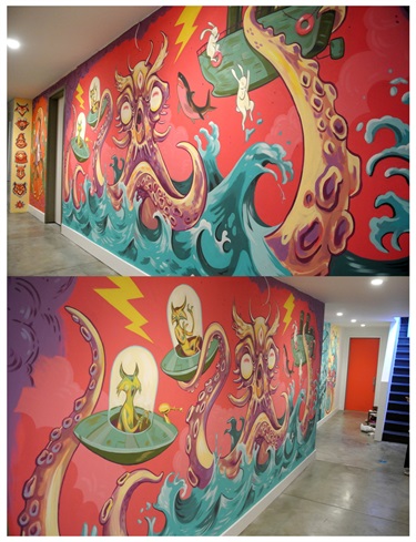 A mural painted on the wall of a building. 