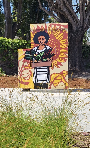 A painted utility box. 