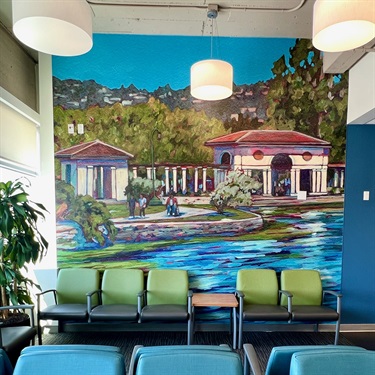 A mural on the wall of a building.